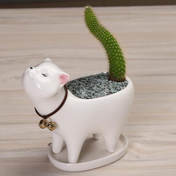 Sonbest Planter Succulent Pots with Drainage Cat Grass Animal Planter Medium and Small Planter Pots- Cat Planter