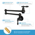thumbnail image 3 of Besdor Pot Filler Faucet Matte Black Wall Mount Over Stove Faucet, Commercial Brass Pot Filler Faucet Black, Double Joint Swing Arms, Single Hole Two Handles Folding Kitchen Faucet, 3 of 7