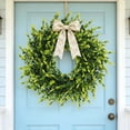 thumbnail image 7 of Artificial Boxwood Wreath for Front Door - Handmade Faux Greenery Wreath, Welcome Year Round Farmhouse Decor for Porch, Wall & Window, Indoor Outdoor All Seasons, 7 of 7