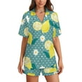 thumbnail image 1 of Sdmnsg-T Women Pajamas Shorts Sets Palm Trees Bananas PJs 2 Piece Button Down Shirt Lounge Pants Set, 1 of 4