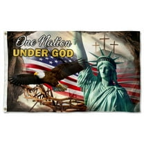 Cayyon Christian Flag 3x5Feet Christian Cross Grommet Flag One Nation Under God Flag Banner with 2 Brass Grommets