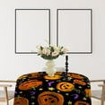 thumbnail image 3 of Hiroekza Halloween Round Tablecloth 47", Oil-Proof Fabric Table Cover, Washable Coffee/Kitchen Table Decor, Stain-Resistant Party Table Topper, Reusable Holiday Dining Cloth, 3 of 5