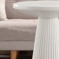 thumbnail image 3 of Mesa lateral de pedestal ranurado blanco Mesa de acento moderna para la sala de estar Patio y entrada Mesa de extremo resistente al clima al aire libre interior, 3 of 4