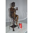 thumbnail image 3 of Nifao Lady W Champagne Glass Bronze Statue – Home Office Decor Sculpture, 8"L x 6"W x 22"H, 3 of 12