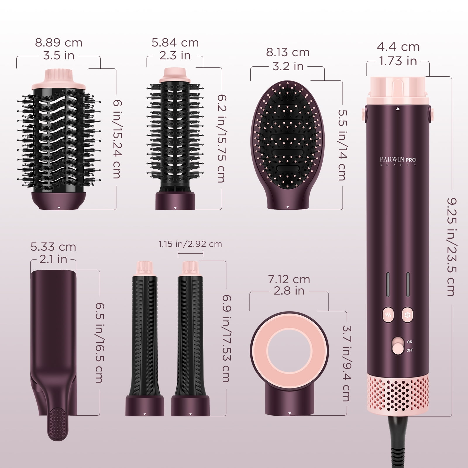 Dual Voltage Hot Air Styler, PARWIN PRO BEAUTY 7 in 1 Hair Styler