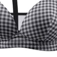 thumbnail image 6 of Byworldtasic Ladies Everyday Plaid Wireless Bra Ribbed V‑Neck Lightweight Bralette Adjustable Shoulder Straps Casual Bra, 6 of 6
