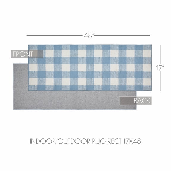 VHC Brands Annie Buffalo Check Blue Indoor Rug Rect 17x48, Polyester Area Rug, Accent Rug, Floor Decor, Annie Buffalo Check Collection, Rectangle 17x48, Dusk Blue