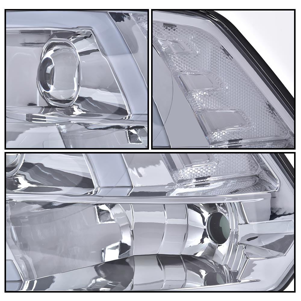 PIT66 LED Headlights Fit for 2009-2012 Dodge Ram 1500 2500 3500 (Only Fits for Quad Headlamps Models) Headlamp Assembly Smoky Lens Chrome Housing Clear Reflector