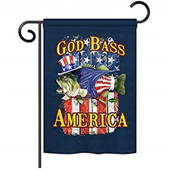 Breeze Decor G161087-BO God Bass America Americana Patriotic Impressions Decorative Vertical 13" x 18.5" Double Sided Garden Flag