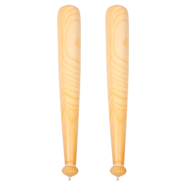 2 bates de béisbol inflables de pvc con veta de madera, par caqui de 75 cm con acabado impreso que imita vetas de madera, silueta cilíndrica larga con empuñadura redondeada y superficie lisa de PVC sobre fondo blanco; ideales para juegos al aire libre y fiestas infantiles, fáciles de inflar y transportar, y también suelen utilizarse en dinámicas de fiesta y disfraces.