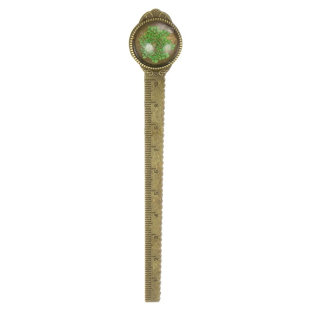 Unique Bargains Metal Bookmark Ruler 10cm Metric ,Vintage Bookmark Green