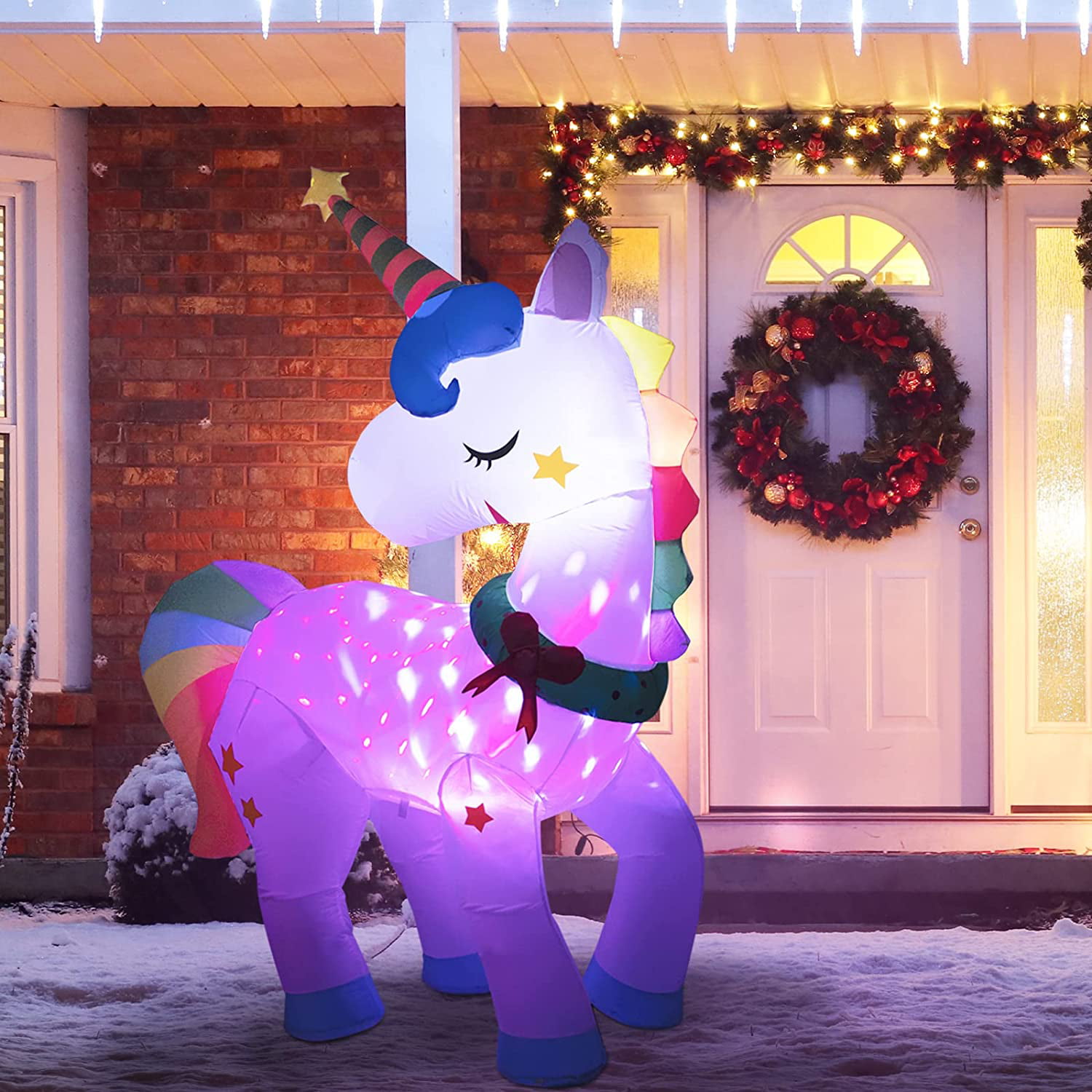 6ft Christmas Inflatable Magical Unicorn Self Inflating 