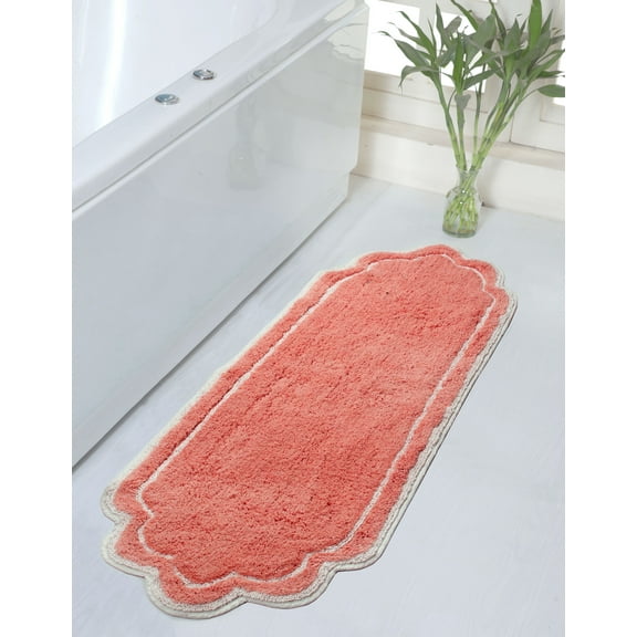 Home Weavers Allure Collection Bathroom Rug 100% Cotton Tufted Bathroom Rug, Soft and Absorbent Bath Rugs, Non-Slip Bath Rug, Machine Wash Dry Bath Mats for Bathroom Floor- 21"x54" Runner, Coral