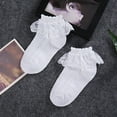 thumbnail image 3 of Dengjunhu 1Pair Socks Solid Color Anti-skid Cotton Baby Girls Lace Socks for Dancing, 3 of 6