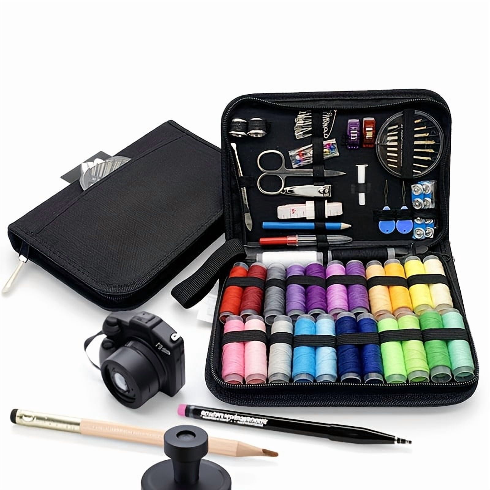 104-Piece Multi-Sewing Kit with Accessories - 24-Colored Threads, Needles, and Thread for Small Repair Sewing, Essential Mini Portable Travel Sewing Kit for Emergency Fixes