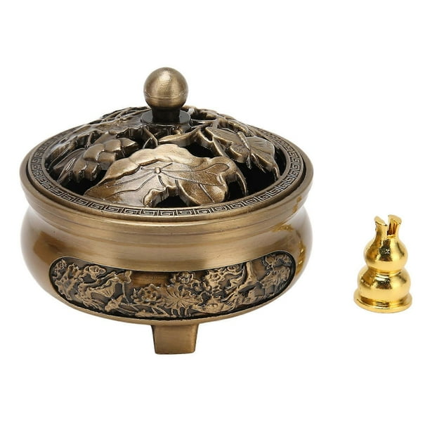 Metal Incense Burner Electroplated Zinc Alloy Incense Burner with Incense Stick Holder for Stick Cone Reel Incense