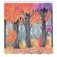 thumbnail image 2 of Ambesonne Painting Shower Curtain, Watercolor Fall Woodland, 69"Wx84"L, Violet and Burnt Sienna, 2 of 4