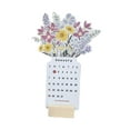 thumbnail image 4 of Tachiuwa Bloomy Flowers Desk Calendar 2025 Stand up Calendar Table Ornament with Wooden Base for New Year,Housewarming,Fireplace,Party White 22x10cm, 4 of 10