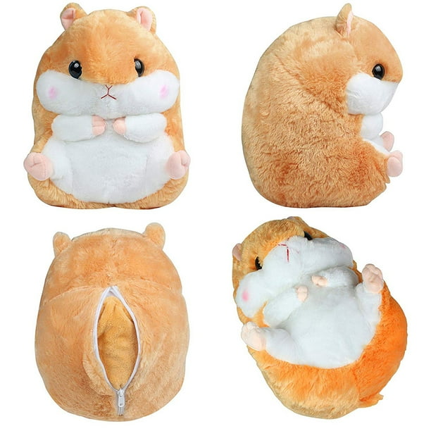 Juego de manta de cojín de hámster de dibujos animados 2 en 1, almohada de peluche bonita con manta de juguete para el hogar y la Oficina