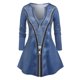 thumbnail image 1 of Camiseta de Talla Extra Denim de Estampado 3D con Cuello en V Rosegal  Mangas largas de talla grande, 1 of 5