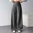 thumbnail image 2 of Wide Leg Suit Pants for Women High Waist Casual Relaxed Fit Side Zipped Business Dress Solid Color Trousers (S, Gray), 2 of 6