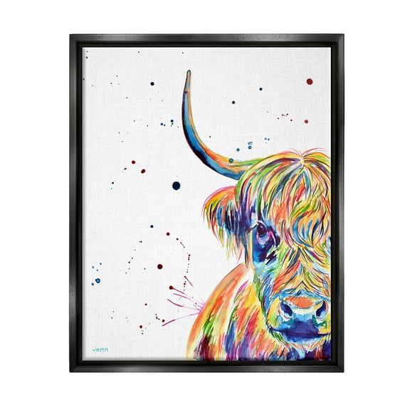 Vivid Cattle Face Farm Animal Animals & Insects Graphic Art Jet Black Framed Art Print Wall Art