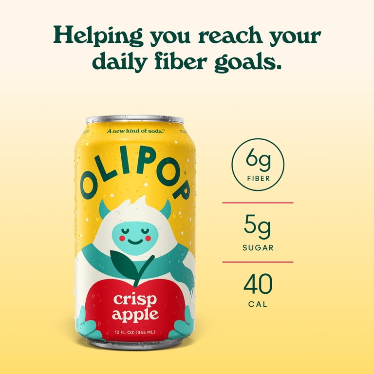 OLIPOP Crisp Apple Prebiotic Soda, 12 fl oz, 4 Pack photo 3