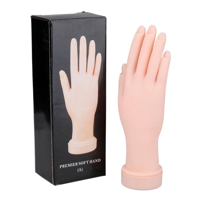 Practice Hand for Acrylic Nails, Flexible Bendable Fake Hand Manicure Nail Practice Hand for Beginners, Silicone Manicure Training kit for Nail Art K3J0