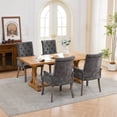 thumbnail image 5 of SESSLIFE Dining Chair with Arms, Upholstered Chenille Kitchen & Dining Room Chairs with High Back, Nailhead Trim and Wood Legs, Fabric Tuft Dining Chair for Home, Gray, 5 of 8