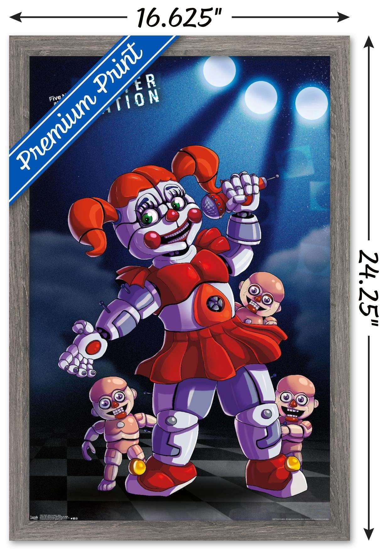 Five Nights at Freddy's: Sister Location - Baby Wall Poster, 14.725" x 22.375", Framed