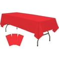 thumbnail image 1 of ORUYROP Plastic Red Tablecloths 3 Pack Disposable Table Covers 54 x 108 Inch Ruby Shine Red Table Cloths for Parties Anniversary Thanksgiving Christmas Graduation Wedding, Fits 6 to 8 Foot Rec, 1 of 7