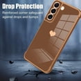 thumbnail image 3 of Compatible with Samsung Galaxy S22 Case Love Heart Plating Electroplate Luxury Elegant Case Camera Protector Soft TPU Shockproof Protective Corner Back Cover Galaxy S22 Case -Brown, 3 of 11