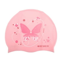 Unique Bargains 1 Pc Silicone Waterproof Butterfly Star Swim Cap Pink