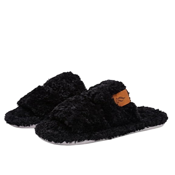 CHUMUD Women's Fuzzy Open-toe Slippers Soft Comfy Memory Foam Indoor House Shoes Washable Bedroom Shoes