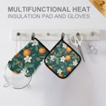 thumbnail image 4 of Yayeee Oven Mitts and Pot Holder Set of 4 Heat Resistant Kitchen Gloves Baking Hot Pad, Floral Orange Pattern, 4 of 5