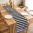 thumbnail image 3 of Anchor Black Table Runner - 60 Inch Long, Kitchen Dining Table Runner Dresser Scarves, Modern Navy Blue White Striped Nautical Farmhouse Decor for Coffee Tables Wedding Party Banquet, 3 of 8
