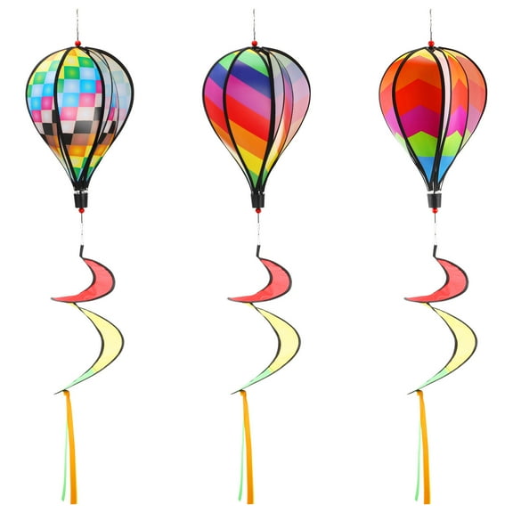 Hytrove Rainbow Garden Cloth Balloon Shape 3Pcs 42x41.5x28in Colorful Hot Air Balloon Decor