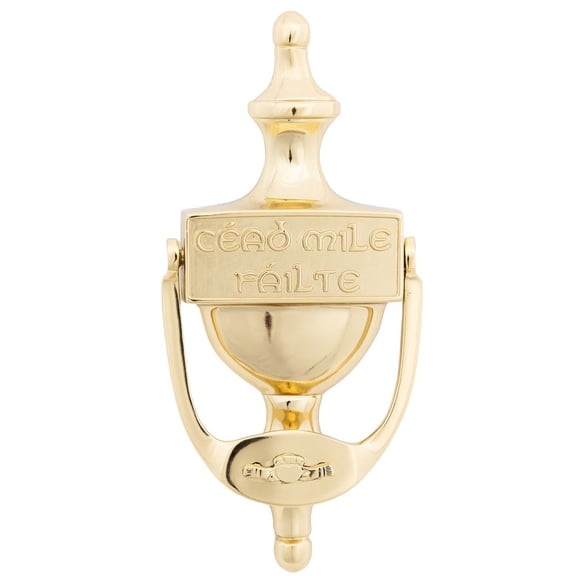 Exclusively Irish Cead Mile Failte Claddagh Door Knocker - Polished brass 7.5 x 4 in