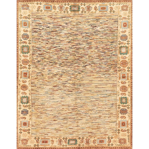 Ahgly Company Machine Washable Indoor Rectangle Abstract Orange Area Rugs, 5' x 7'