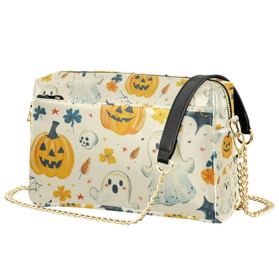FORMRS Women Crossbody Purse with Chain Strap Vegan Leather Shoulder Handbag, Halloween Cute Ghosts