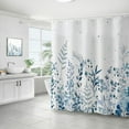 thumbnail image 1 of Cortinas de ducha para baño, cortina de ducha con hojas de plantas de acuarela, con ganchos, cortinas de ducha de tela impermeables, 1 of 6