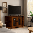 thumbnail image 3 of Leick Home Solid Wood Corner 2-Door TV Stand with Storage for TVs up to 50", Mission Oak, 3 of 14