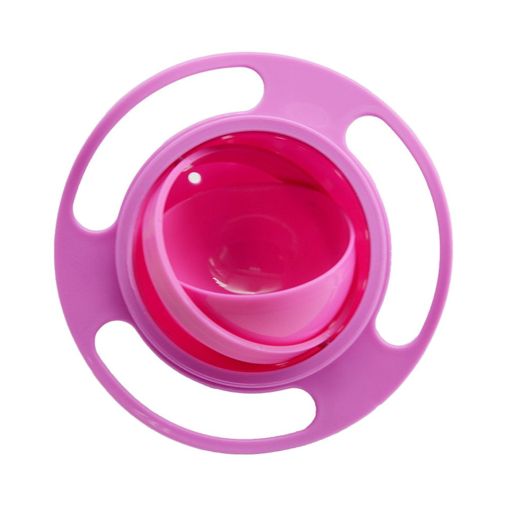 Gyro Bowl 360 Degree Rotating Saucer Bowl No Sprinkle No Spill Bowl Spill Resistant Gyro Bowl with Lid - Red