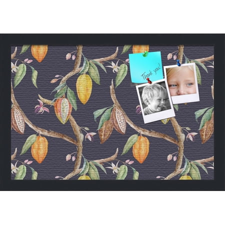 PinPix 18x12 Custom Cork Bulletin Board Fruit on Vine Black Poster Board Has a Fabric Style Canvas Finish Framed in Fruit on Vine Black by ArtToFrames (PinPix-1896)