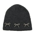 thumbnail image 2 of Knitted Beanie Hat for Women with Bowknot Decor Cozy Cotton Blend for All Season One Size Fits Most, 2 of 5
