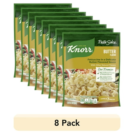 (8 pack) Knorr No Artificial Flavors Creamy Butter Fettuccine Pasta, 4.5 oz Regular Pouch