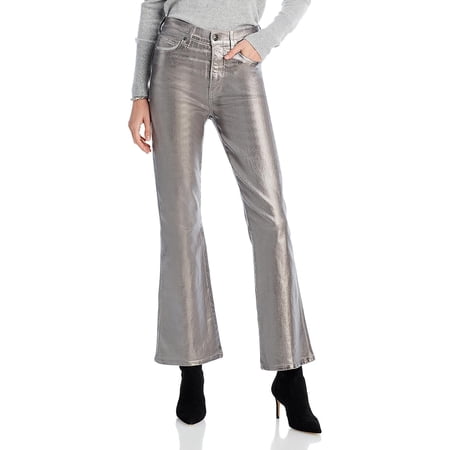 Veronica Beard Womens Carson Coated Flared Ankle Jeans