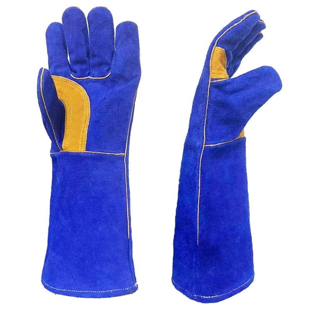 Guantes de soldadura guantes de cuero de soldador de doble capa gruesos guantes de trabajo resistentes al desgaste para el sitio de construcción