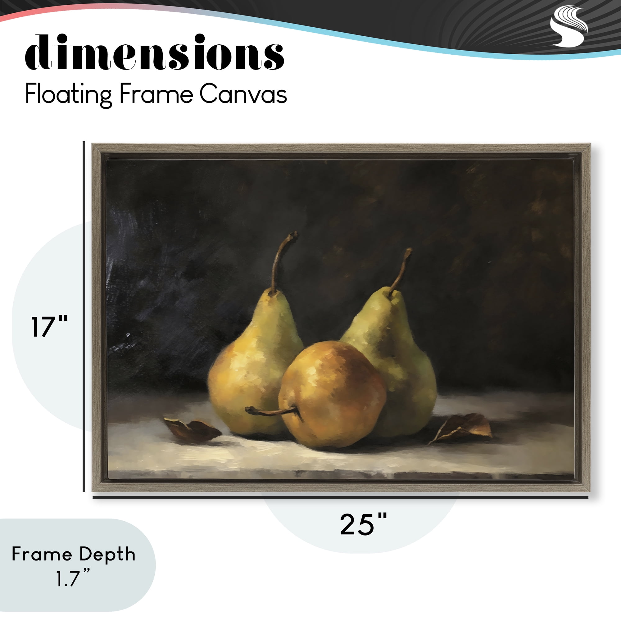 Stupell Industries Three Pears on Marble Brown Framed Floater Canvas Wall Art, design by Creative Studio