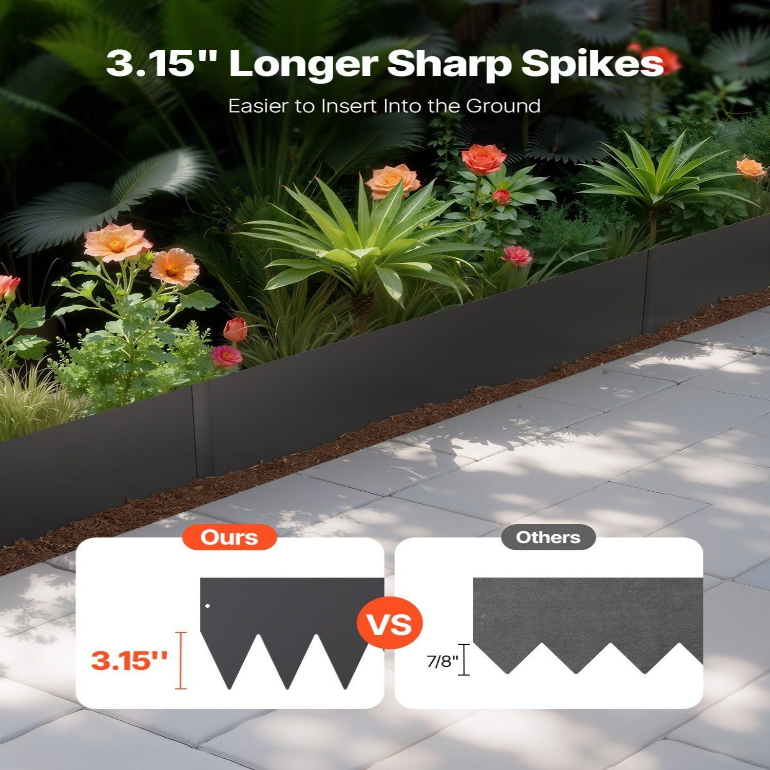 Steel Landscape Edging 6 Packs 40 x 8in Rust-Resistant Garden Edging Border Black